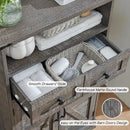 Bathroom Floor Cabinet, Farmhouse 24" Wide Cabinet with Drawer, Adjustable Shelf, Barn Doors, Cabinets for Bathroom, Kitchen, Living Room, Grey Wash by CozyNest Decor