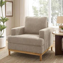 Oversized Accent Chair, Mid Century Modern Upholstered Armchair for Living Room, Comfy Chair for Bedroom Reading Chair, Single Sofa for Small Space with Rubberwood Base by CozyNest Decor