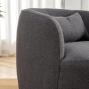 KINWELL 34" Wide Boucle Swivel Barrel Chairs Set of 2, No Assembly Round Upholstered Armchairs Accent Chairs Single Sofa Chair with Toss Pillow for Living Room and Bedroom, Dark Grey by CozyNest Decor