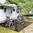 GENIMO Outdoor Rug 8' x 10' Waterproof for Patios Clearance, Reversible Outdoor Plastic Straw Camping Rug Carpet, Large Area Rugs Mats for RV, Camper, Deck, Balcony, Porch, Beach, Picnic, Black&Brown by CozyNest Decor