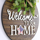 Interchangeable Seasonal Welcome Sign Front Door Decoration, Rustic Round Wood Wreaths Wall Hanging Outdoor, Farmhouse, Porch, for Spring Summer Fall All Seasons Holiday Halloween Christmas. by CozyNest Decor