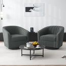 Swivel Barrel Accent Chair, Modern Round Chenille Fabric Arm Chair for Living Room, Bedroom, Comfy Club Reading Chairs for Adults（Chenille Fabric, Grey, Set of 2 by CozyNest Decor