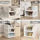 5 Pack Stackable Plastic Storage Basket Closet Organizer Bin Foldable Clothes Organizer Storage Drawer Shelf Container for Living room Bathroom Kitchen Office (2L+3S) by CozyNest Decor