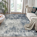 6x9 Area Rugs for Living Room Rug Washable: Modern Rug for Dining Room Bedroom Carpet Non Slip Low Pile 6 by 9 Indoor Abstract Nursery Home Office Blue Grey by TinyTreasures Baby Boutique