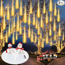 YIQU 2-Pack Extendable Meteor Shower Christmas Lights - 16 Tubes, 384 Led Icicle Lights Perfect for Outdoor, Patio Decorations (Warm White) by GreenHaven Gardens