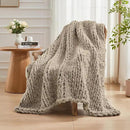 Carriediosa Chunky Knit Throw Blanket 50" X 60", 100% Hand Made Large Chenille Loop Yarn Soft Fluffy Throws for Couch Sofa Bed, Big Crochet Cozy Heavy Thick Cable Woven Blankets, Taupe by CozyNest Decor