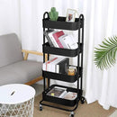 4-Tier Metal Mesh Utility Rolling Cart Storage Organizer Shelf Rack with Lockable Wheels for Living Room Kitchen Office, Black by CozyNest Decor