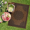 CAMILSON Outdoor Rug, 10x14 Medallion Nut Brown Black Modern Area Rugs for Large Indoor and Outdoor Patios, Kitchen and Hallway Mats, Washable Porch Deck Outside Carpet (Nut Brown Black, 10 x 14) by GreenHaven Gardens
