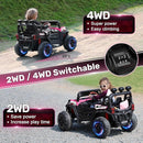 ANPABO 24V 4X4 Ride on Car Truck w/Remote Control, 4WD/2WD Switchable Kids UTV, 19" Spacious Seat, 4 Shock Absorbers, Soft Start, Music Player, Electric Car for Kids Ages 3+(Pink) by TinyTreasures Baby Boutique
