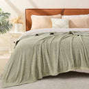 EMME Muslin and Fleece Queen Blanket Reversible - 80"*90" Sage Green Soft Warm Throw Blankets for Couch Bed Picnic Travel Bed by CozyNest Decor