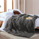 Chunky Knit Blanket Throw - 100% Hand Knitted Chunky Throw Blanket for Couch, Thick and Warm Blanket for Winter, Dark Grey, 50x60 Inches by CozyNest Decor
