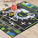 Play Rug for Playroom 3x4 Airport Carpet for Boys Bedroom with Combined City Road Traffic System Aircraft Runway Playmat Rugs Carpet Non-Slip Washable Area Mat by TinyTreasures Baby Boutique