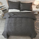 MarCielo 3-Piece 100% Cotton Oversized Bedspread Lightweight Quilt Coverlet Embroidery Farmhouse Bedding Set T0 (Dark Grey, Oversized King (118"x106")) by CozyNest Decor