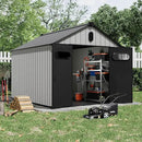 Aoxun 10X8FT Outdoor Shed with Floor, Resin Storage Shed with Lockable Door, Garden Utility Tool Shed Storage House for Backyard, Patio, Lawn by GreenHaven Gardens