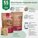 55 Vegetable Seeds Variety Pack - 35,600+ Non-GMO Heirloom Seeds for Planting Vegetables and Fruits in Individual Seed Packets, Home Garden Seeds for Hydroponic, Indoor and Outdoors Gardening by GreenHaven Gardens