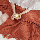Amélie Home Knit Throw Blanket with Tassels for Couch, Luxury Boho Throw Blanket for Summer Orange, 50"x60" by CozyNest Decor