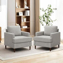 Mid-Century Accent Chair,Modern Linen Fabric Armchair for Living Room,Comfy Upholstered Reading Accent Chairs for Bedroom,Single Sofa Chair with Wood Legs (Light Grey, 2 Pack) by CozyNest Decor