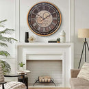 CLXEAST 24 Inch Wall Clock with Moving Gears,Oversized Large Industrial Steampunk Clock, Antique Gold Metal Roman Numeral Wall Clocks for Farmhouse Living Room Decor by CozyNest Decor