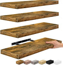 Sorbus Floating Shelves for Wall - 24" Bathroom Shelves, Wall Decor for Bedroom, Kitchen, Living Room, Home Decor & Book storage - Mounted Floating Shelf with Invisible Brackets (Rustic Brown, 4 Pack) by CozyNest Decor