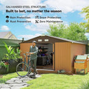 Outsunny 11' x 13' Outdoor Storage Shed, Garden Tool Metal Shed with Foundation Kit, Double Lockable Door, Air Vents and Sloping Roof, for Backyard, Patio, Lawn, Yellow by GreenHaven Gardens