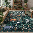 OJIA Jungle Print 9x12 Area Rugs for Living Room, Green Soft Bedroom Rug Washable Rugs 9x12, Modern Dining Room Rug Stain Resistant Ultra-Thin Floor Carpet for Playroom Kids Room Nursery by CozyNest Decor
