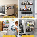 3 Pack Moveable No Drilling Heavy Magnet Spice Rack for Refrigerator Organizers and Storage,Space Saving Kitchen Organization with Magnetic Hooks,Owl Kitchen & Home Decor(Black) by CozyNest Decor