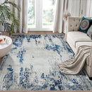 6x9 Area Rugs for Living Room Rug Washable: Modern Rug for Dining Room Bedroom Carpet Non Slip Low Pile 6 by 9 Indoor Abstract Nursery Home Office Blue White by TinyTreasures Baby Boutique