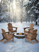 KINGYES Folding Adirondack Chair with Dual Cup Holders - HDPE All-Weather Outdoor Chairs, Brown by GreenHaven Gardens