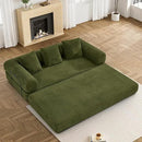 80.3" Convertible Sleeper Sofa Bed with Cylindrical Pillow, Corduroy Folding Mattress Couch with Fixed-Shape Frame, Modular Floor Sofa Lounge Couch for Living Room Bedroom Lounge, Green by CozyNest Decor