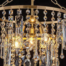 3-Lights K9 Crystal Chandeliers, Luxury Vintage Pendant Light Fixture for Dining Room, Living Room, D15*H20.4~66.8 inch (Adjustable), Clear Crystal & Gold Finish by CozyNest Decor