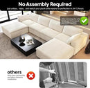 157.5" U Shaped Modern Sofa Modular Sectional Cloud Couch with 2 Ottoman,Deep Seat Upholstered Couches with Corduroy Fabric for Living Room Furniture,Bedroom and Apartment,No Assembly Required,White by CozyNest Decor