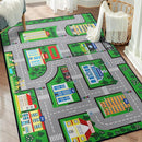 Fun Car Play Area Carpet Car Mat 3x4 Play Rug for Playroom Town City Road Map for Boys Bedroom Non-Slip Washable by TinyTreasures Baby Boutique