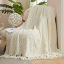 Amélie Home Knit Throw Blanket with Tassels for Couch, Luxury Boho Throw Blanket for Summer Ivory, 50"x60" by CozyNest Decor