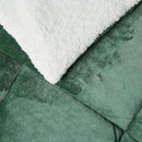 Amazon Basics Reversible Sherpa Comforter Set with Pillow Sham, Green, King by CozyNest Decor