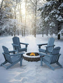 KINGYES Folding Adirondack Chair Set of 6, Dual Cup Holders & All-Weather HDPE, Wood-Like Patio Chair for Backyard, Camping,Pool & Fire Pit, Navy by GreenHaven Gardens
