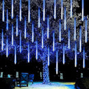 Dazzle Bright 288 LED Christmas Light, 11.8 Inch Meteor Shower Rain Lights with 8 Tubes，Waterproof Plug in Falling Rain Lights Christmas Decorations for Xmas Bushes Tree Yard Party, Blue and White by GreenHaven Gardens