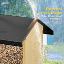 iBorn Bird Feeders for Outdoors,Bird House Feeder with Weatherproof Metal Roof & 8 Drain Holes,Fully Detachable Birdfeeder Design,Easy Clean & Refill,Chew-Proof PC Windows,1.5 Lbs Capacity,Black Roof by GreenHaven Gardens