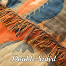 Snycler Boho Throw Blanket for Bed, 100% Organic Cotton Muslin Soft Throw-Orange Boho Floral Farmhouse Rustic Spring Summer Fall Decor Blanket for Couch Sofa Quilt and Gift, 60" x 80" by CozyNest Decor
