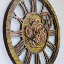 The Gears Clock 36'' Inch Real Moving Gear Wall Clock Vintage Industrial Oversized Rustic Farmhouse (Gold Antique) by CozyNest Decor