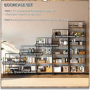 4NM 2 Tiers No-Assembly Folding Bookshelf with Wheels, Portable Rolling Storage Bookcase & Compact Side Table for Living Room, Bedroom, Kitchen, Bathroom (Rustic Brown and Black)