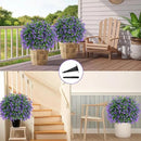 Artificial Boxwood Topiary Ball with Lavender, Set of 2 Artificial Shrub Bushes with Ground Spike, Fake Evergreen Tree for Porch, Artificial Plants for Outdoor Planters Indoor UV Resistant by CozyNest Decor