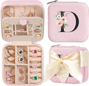 AYGXU Travel Jewelry Box for Women and Girls - Small Case With Initial A-Z - Teacher Gifts by TinyTreasures Baby Boutique