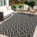 OLANLY Outdoor Rug 5x8 ft Waterproof, Outdoor Plastic Straw Rug with Geometric Pattern Clearance, Reversible RV Mat for Patio, Camping, Balcony, Deck, Backyard, Black & Beige by CozyNest Decor