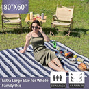 HX&OD Outdoor Picnic Blanket Extra Large, 80''*60'' Waterproof Picnic Mat with Stakes Foldable Camping Blanket Portable with Carry Strap for Beach Mat (Green& White, 80''*60'') by TinyTreasures Baby Boutique