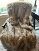 Brown Faux Fur Throw Blanket and Bedspread Caramel and Coffee Colors, Realistic Faux Brown Wolf - Light & Dark Brown Faux Fur - Luxury Throw Blanket, Made in USA, 16406 by CozyNest Decor