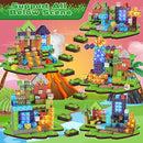 Magnetic Blocks - 150 PCS Dinosaur Volcano Forest Castle Set with Light Up Blocks - Kids Classroom Sensory Toy for Toddlers STEM, Construction Stacking Toy Kids 3+ Boys Girls Christmas Birthday Gifts by TinyTreasures Baby Boutique