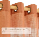 LAMIT Burnt Orange Sheer Linen Curtains, 84 inch Light Filtering Semi Sheer Panels Bronze Grommet Farmhouse Rust Drapes for Living Room/Bedroom, 2 Panels, 52 x 84 Inch by CozyNest Decor