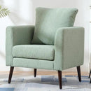 Barrel Accent Chair with Back Pillow, Large Teddy Upholstered Armchair with Solid Wood Legs Modern Reading Chairs for Living Room Bedroom by CozyNest Decor