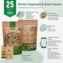 Organo Republic 25 Winter Vegetable Garden Seeds Variety Pack for Outdoors & Indoor Home Gardening 6500+ Non-GMO Heirloom Seeds: Broccoli Beet Carrot Collard Lettuce Radish Spinach Pea Kohlrabi by GreenHaven Gardens