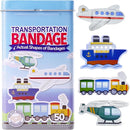 BioSwiss Bandages, Transportation Shaped Self Adhesive Bandage, Latex Free Sterile Wound Care, Fun First Aid Kit Supplies for Kids, 50 Count by TinyTreasures Baby Boutique